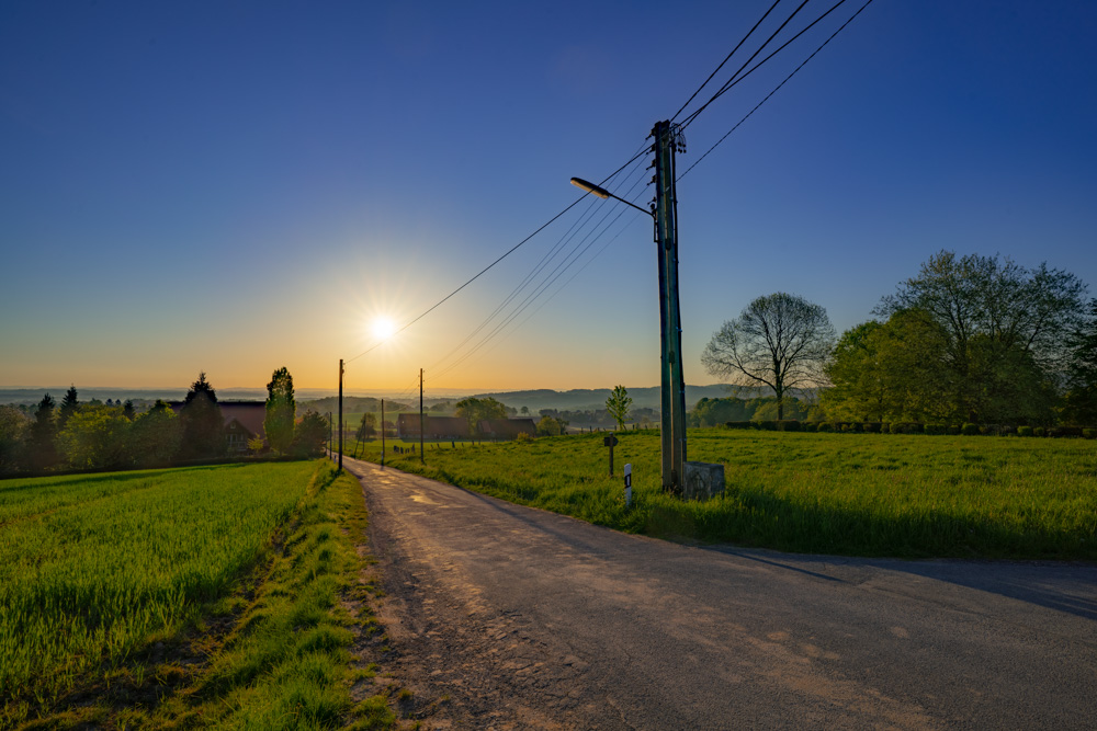Sunrise in the field of the Hoberger Feldmark near Kirchdornberg (Bielefeld).