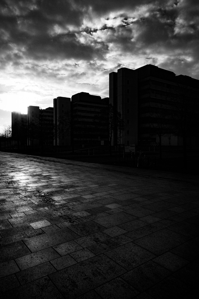 Darkness - building of the Bielefeld University