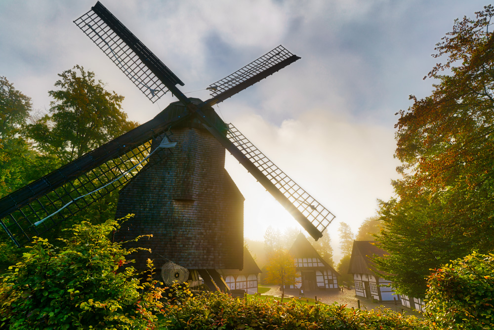 Windmill at the Bauernhaus-Museum in Bielefeld. 