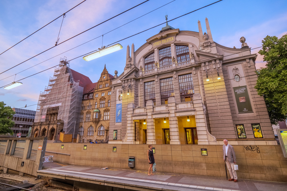 Tram stop at the Town Hall in Bielefeld