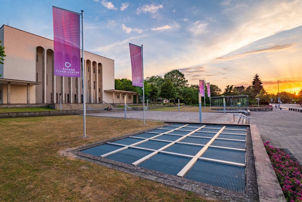 Rudolf-Oetker-Halle at sunset