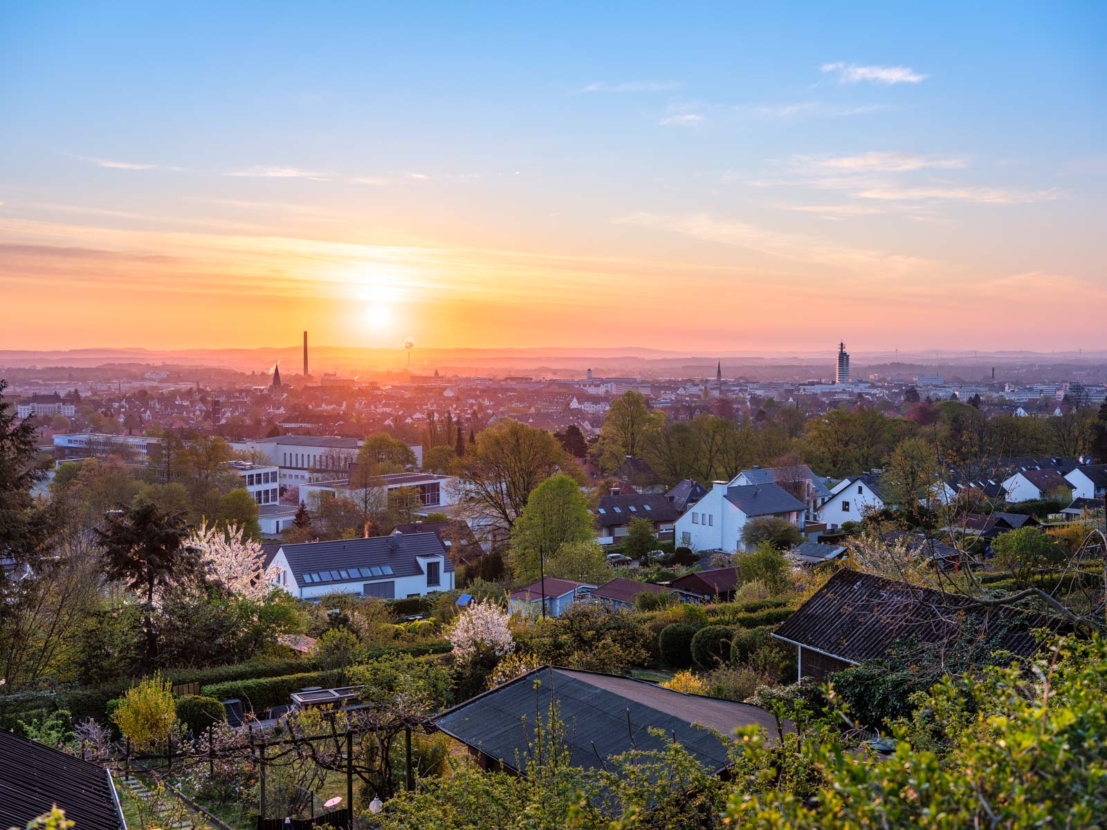 Sunrise in the west of Bielefeld (Germany).