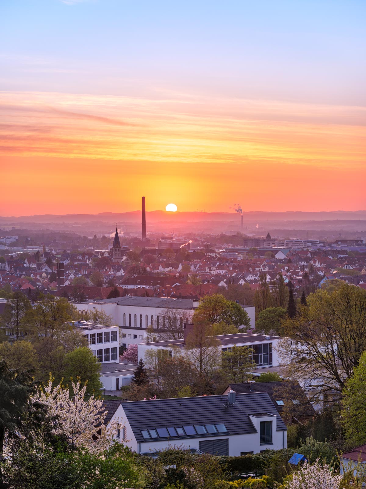 Sunrise in the west of Bielefeld (Germany).