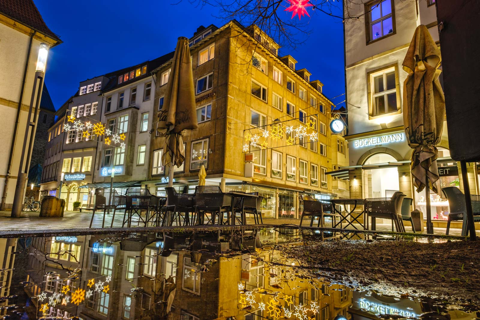 Christmas season at the 'Alter Markt' in the old town of Bielefeld in December 2020 (Germany).