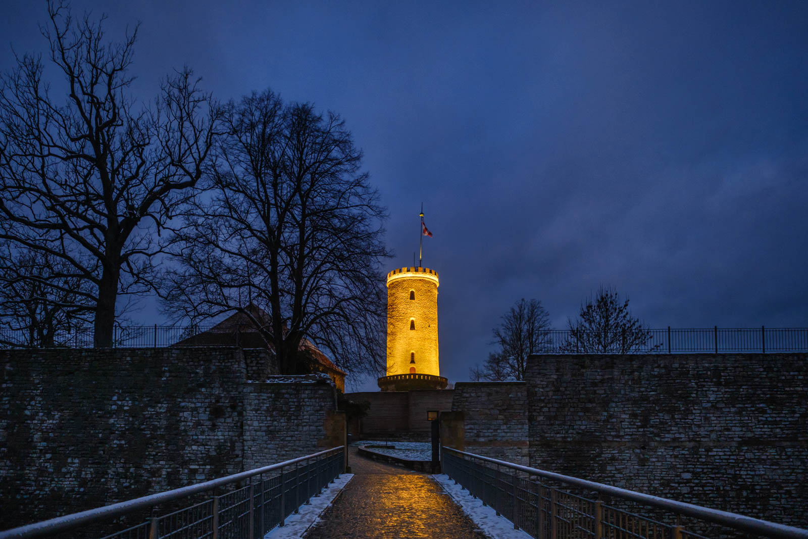 Early winter morning at the 'Sparrenburg' on January 9, 2021 (Bielefeld, Germany).