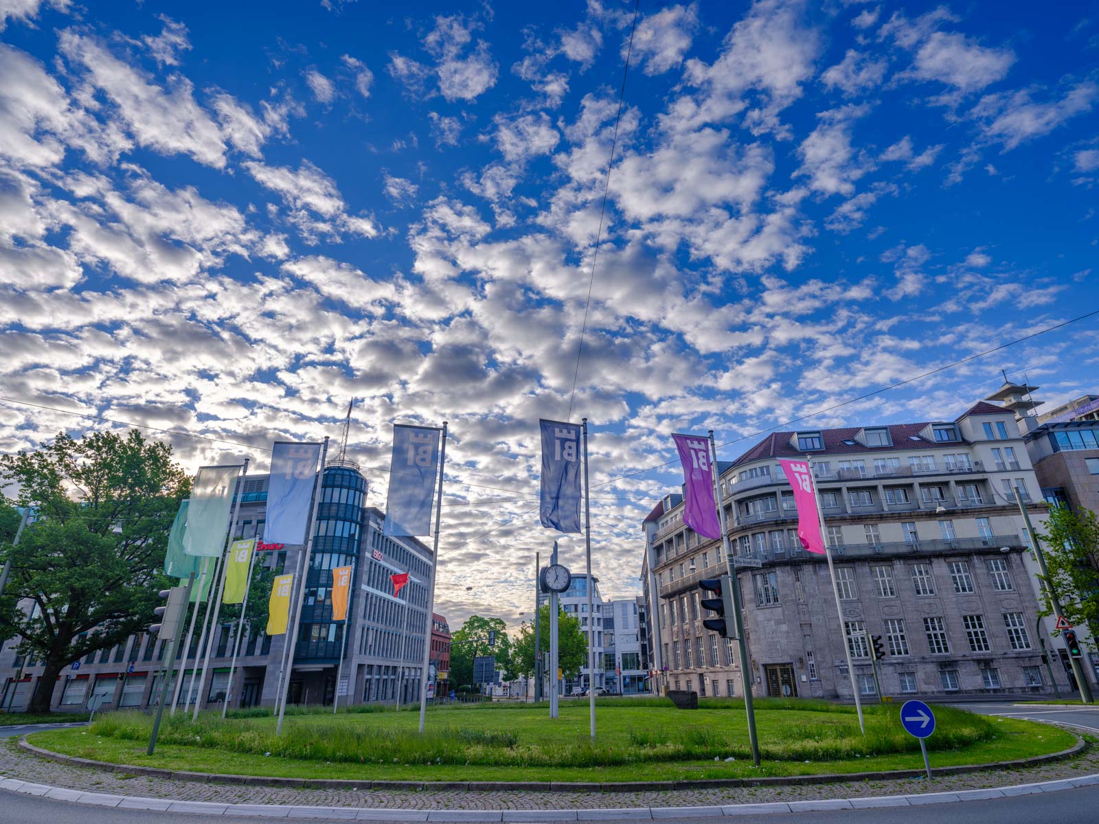 Clouds over 'Willy-Brandt-Platz' in May 2021 (Bielefeld, Germany).