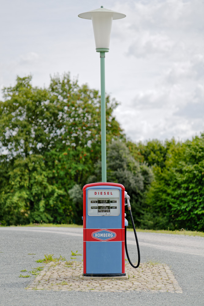 old gas pump and a street lamp in detmold