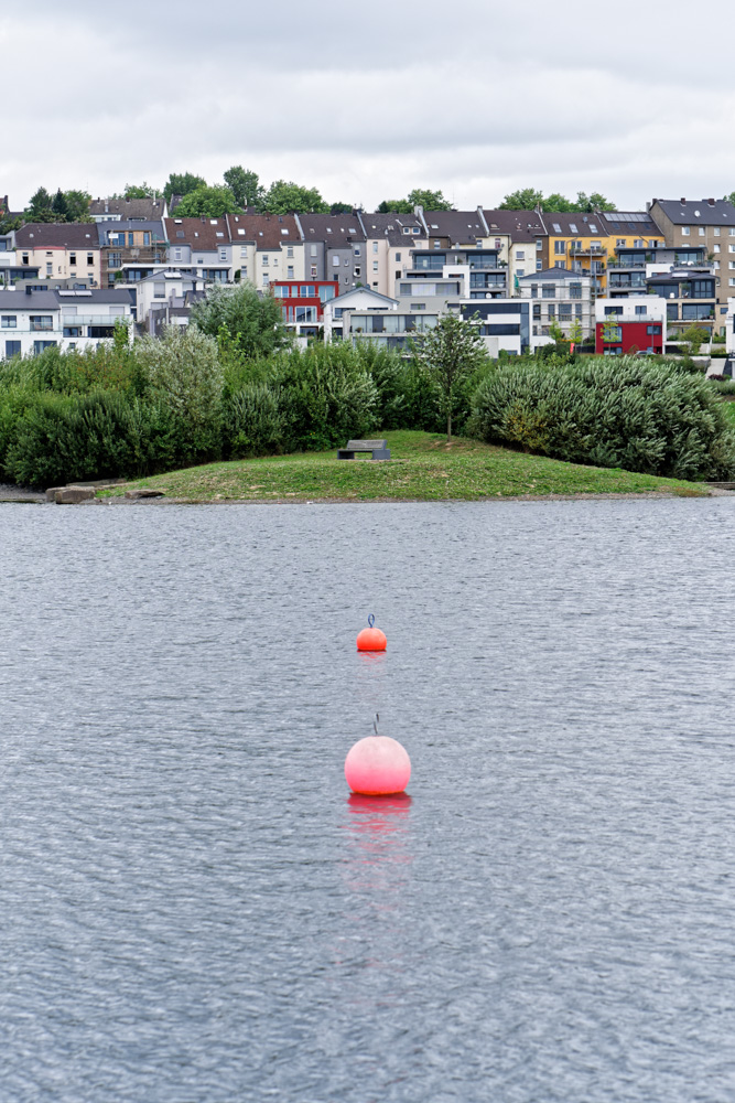 island and bench on the phoenix see in dortmund